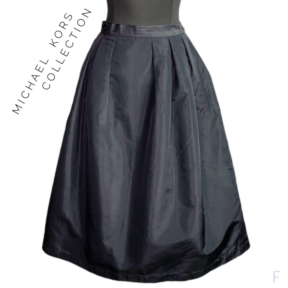MICHAEL KORS COLLECTION Black Silk Short Midi A-line Skirt Size 6
